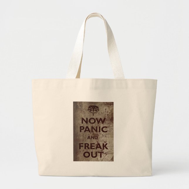 Vintage Now Panic & Freak Out Large Tote Bag (Front)