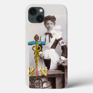 VINTAGE NURSE and Gold Caduceus NR Emblem Case-Mat iPhone 13 Case
