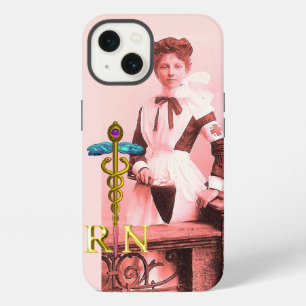 VINTAGE NURSE and Gold Caduceus NR Emblem iPhone 13 Case