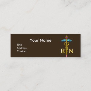 VINTAGE NURSE and Gold Caduceus NR Emblem Mini Business Card