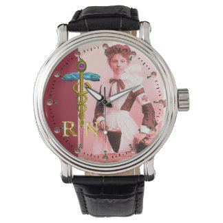 VINTAGE NURSE and Gold Caduceus NR Emblem Watch