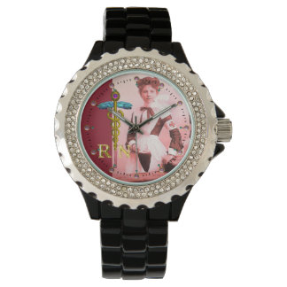 VINTAGE NURSE and Gold Caduceus NR Emblem Watch
