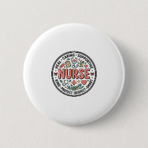 Vintage Nurse Appreciation Floral Medical Shirt De 6 Cm Round Badge