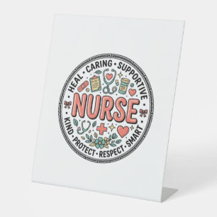 Vintage Nurse Appreciation Floral Medical Shirt De Pedestal Sign