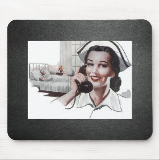 Vintage Nurse Black and White Mouse Pad