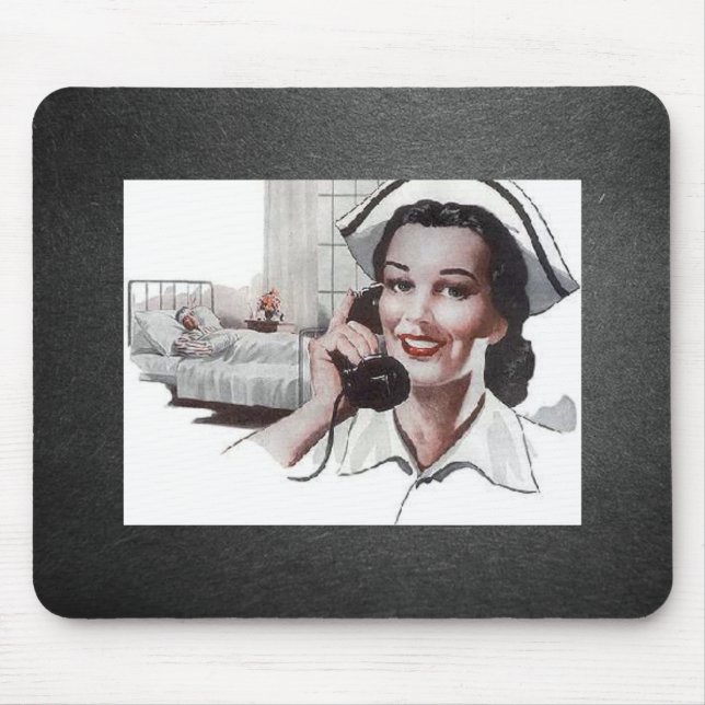 Vintage Nurse Black and White Mouse Pad (Front)