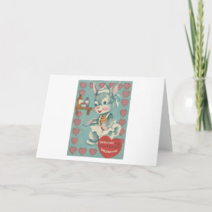 Vintage Nurse Bunny Valentine Holiday Card