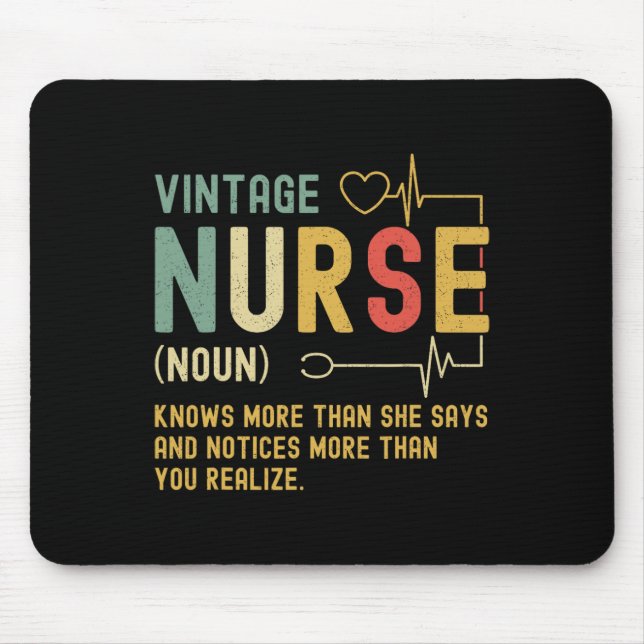 Vintage Nurse Definition Funny Registered Nursing  Mouse Pad (Front)