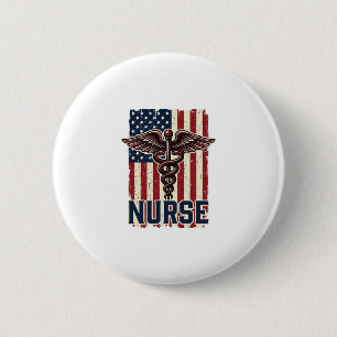 Vintage Nurse Flag Caduceus Back Design_1 6 Cm Round Badge