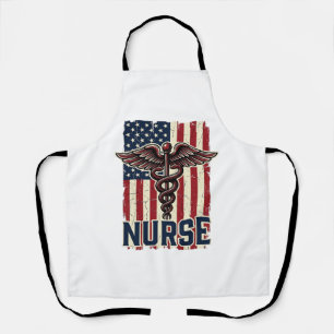Vintage Nurse Flag Caduceus Back Design_1 Apron