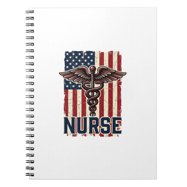 Vintage Nurse Flag Caduceus Back Design_1 Notebook (Front)