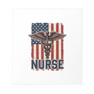 Vintage Nurse Flag Caduceus Back Design_1 Notepad