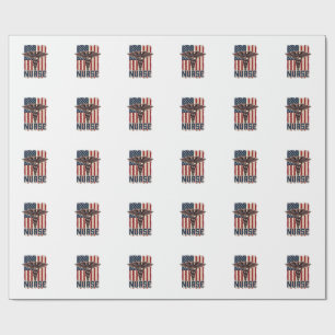 Vintage Nurse Flag Caduceus Back Design_1 Wrapping Paper
