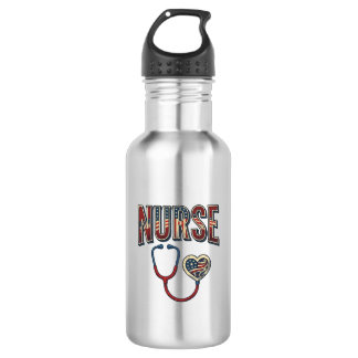 Vintage Nurse Patriotic Stethoscope Shirt Design_1 532 Ml Water Bottle