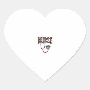 Vintage Nurse Patriotic Stethoscope Shirt Design_1 Heart Sticker
