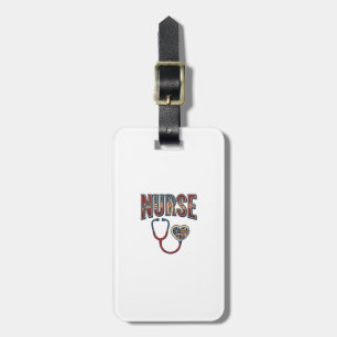 Vintage Nurse Patriotic Stethoscope Shirt Design_1 Luggage Tag