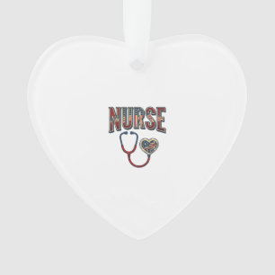 Vintage Nurse Patriotic Stethoscope Shirt Design_1 Ornament