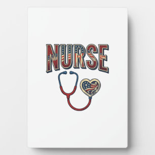 Vintage Nurse Patriotic Stethoscope Shirt Design_1 Plaque