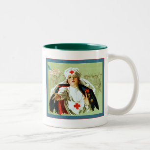 Vintage Nurse Poster ~ World War 1 Two-Tone Coffee Mug