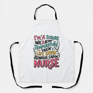 Vintage Nurse Scrubs Temperature Life Saving Shirt Apron