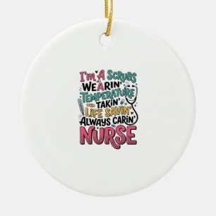 Vintage Nurse Scrubs Temperature Life Saving Shirt Ceramic Tree Decoration