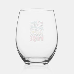 Vintage Nurse Scrubs Temperature Life Saving Shirt Stemless Wine Glass