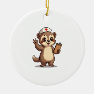 Vintage Nurse Sloth Cute Retro Medical Animal 2 Ceramic Tree Decoration