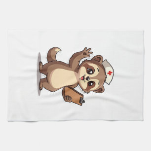 Vintage Nurse Sloth Cute Retro Medical Animal 2 Tea Towel