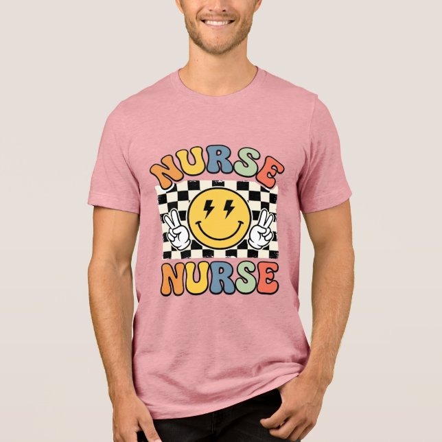 Vintage Nurse Smiley Chequerboard Shirt Design_1 (Front)