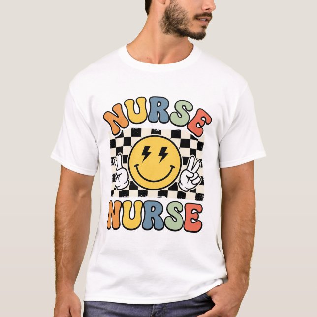 Vintage Nurse Smiley Chequerboard Shirt Design_1 (Front)