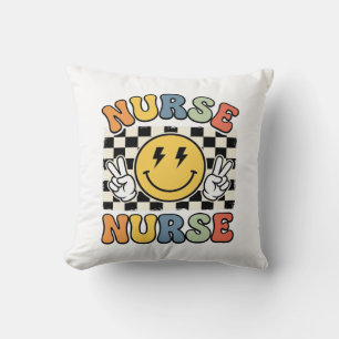 Vintage Nurse Smiley Chequerboard Shirt Design_1 Cushion