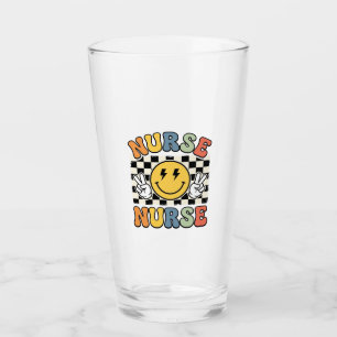 Vintage Nurse Smiley Chequerboard Shirt Design_1 Glass