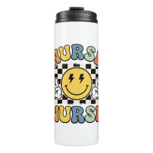 Vintage Nurse Smiley Chequerboard Shirt Design_1 Thermal Tumbler
