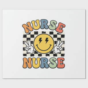Vintage Nurse Smiley Chequerboard Shirt Design_1 Wrapping Paper