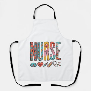 Vintage Nurse Typography Medical Icon Shirt Design Apron