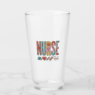 Vintage Nurse Typography Medical Icon Shirt Design Glass