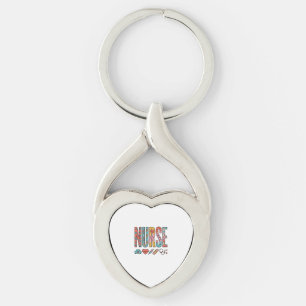 Vintage Nurse Typography Medical Icon Shirt Design Key Ring