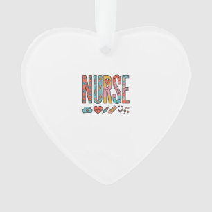Vintage Nurse Typography Medical Icon Shirt Design Ornament