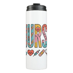 Vintage Nurse Typography Medical Icon Shirt Design Thermal Tumbler