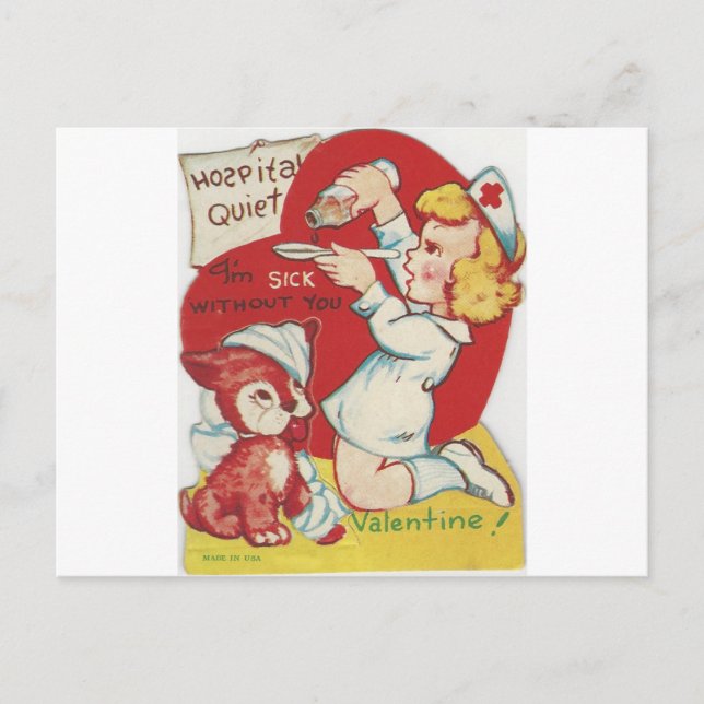 Vintage Nurse Valentine Holiday Postcard (Front)