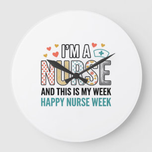 Vintage Nurse Week Appreciation Typography Shirt_1 Large Clock