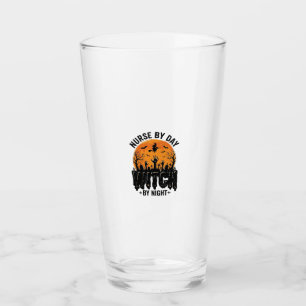 Vintage Nurse Witch Halloween Design_1 Glass