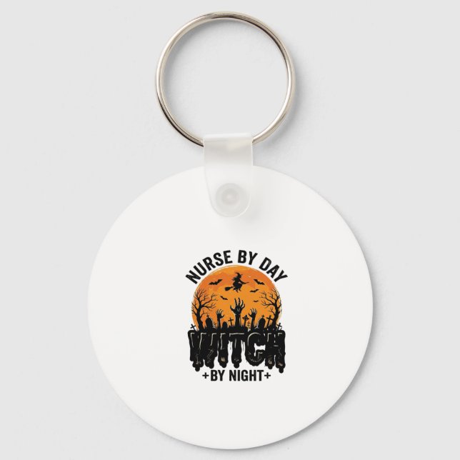 Vintage Nurse Witch Halloween Design_1 Key Ring (Front)