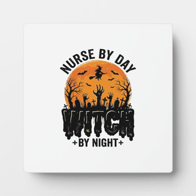 Vintage Nurse Witch Halloween Design_1 Plaque (Front)
