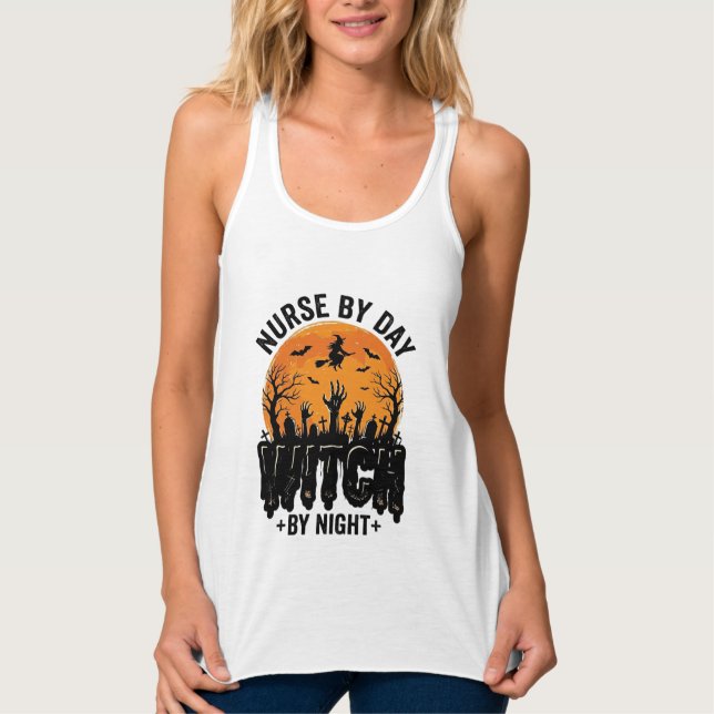 Vintage Nurse Witch Halloween Design_1 Singlet (Front)