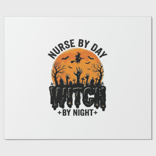 Vintage Nurse Witch Halloween Design_1 Wrapping Paper
