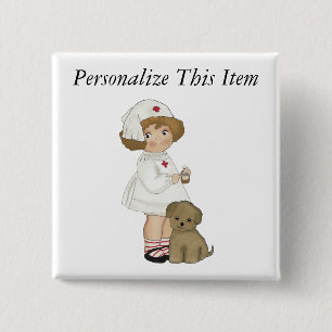 Vintage Nurse With Puppy T-shirts and Gifts 15 Cm Square Badge