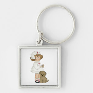 Vintage Nurse With Puppy T-shirts and Gifts Key Ring