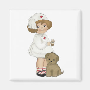 Vintage Nurse With Puppy T-shirts and Gifts Magnet