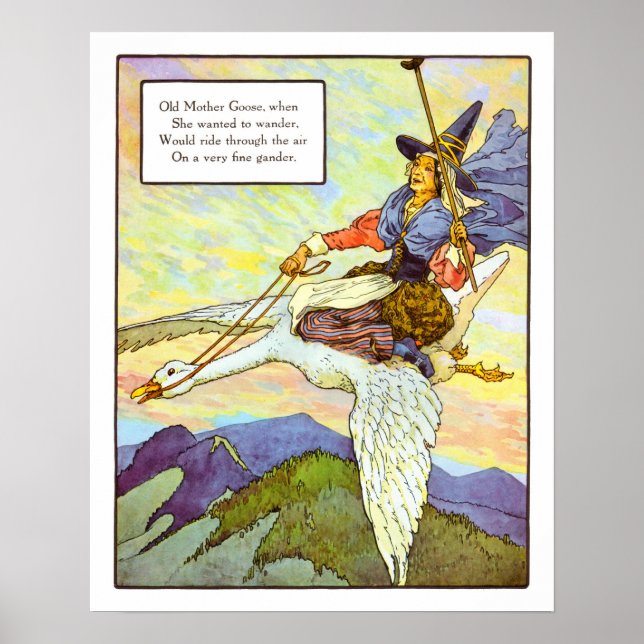 Vintage Nursery Print- Old Mother Goose Poster (Front)